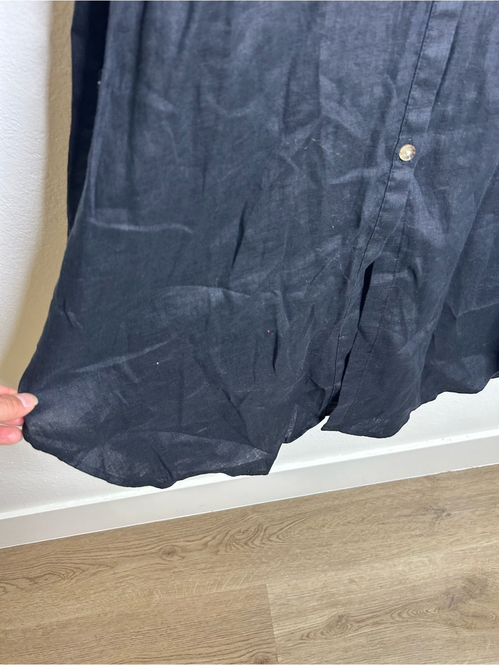 Banana Republic 100% Linen Black Asymmetrical Button Down Shirt Dress - Picture 12 of 15
